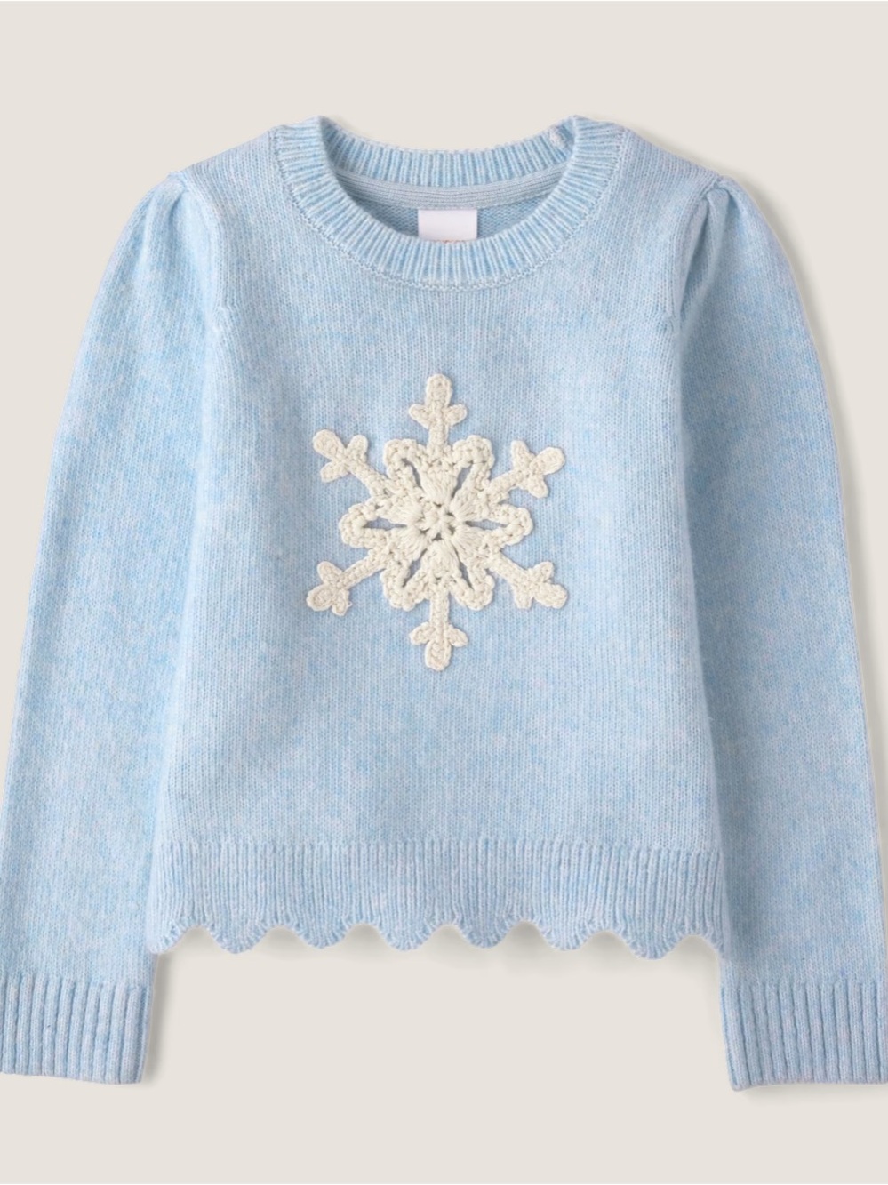 Gymboree Light Blue Snowflake Crew Sweater with Scalloped Hem